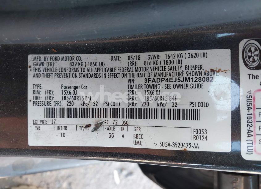 Photo 9 of 2018 Ford Fiesta SE (VIN 3FADP4EJ5JM128082)