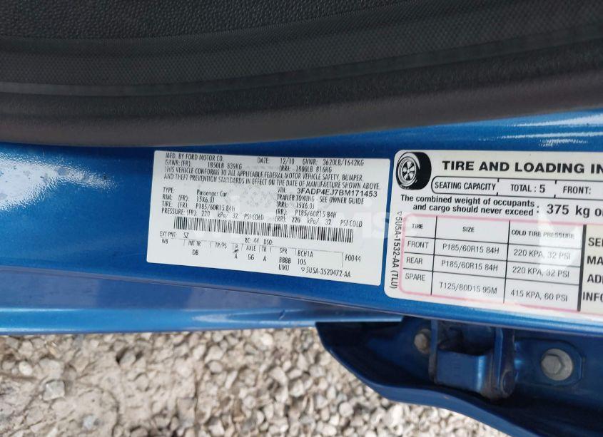 Photo 9 of 2011 Ford Fiesta SE (VIN 3FADP4EJ7BM171453)