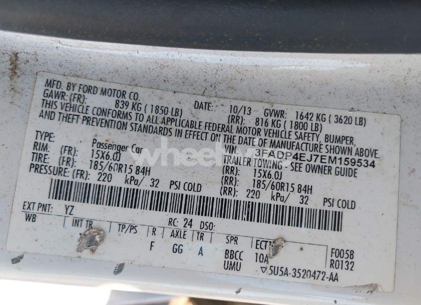 Photo 9 of 2014 Ford Fiesta SE (VIN 3FADP4EJ7EM159534)