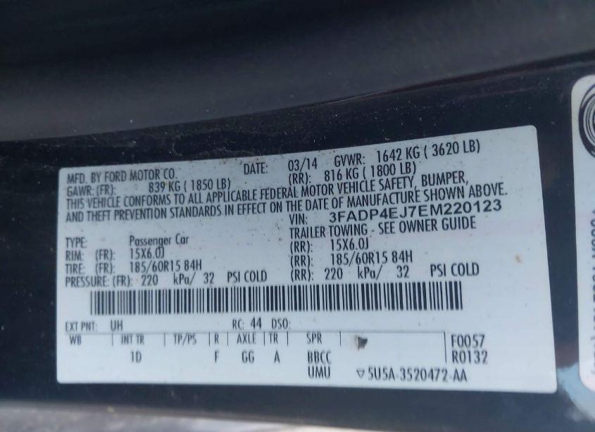 Photo 9 of 2014 Ford Fiesta SE (VIN 3FADP4EJ7EM220123)