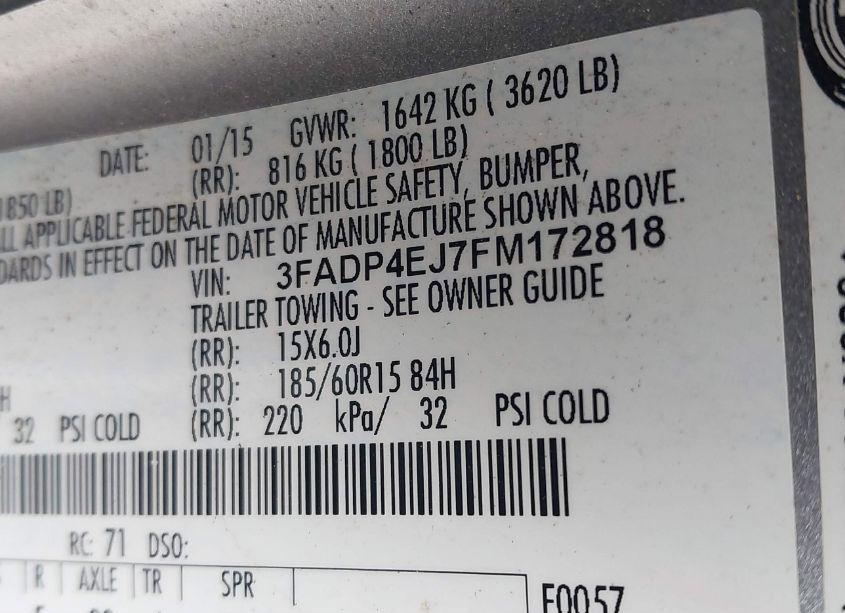 Photo 9 of 2015 Ford Fiesta SE (VIN 3FADP4EJ7FM172818)