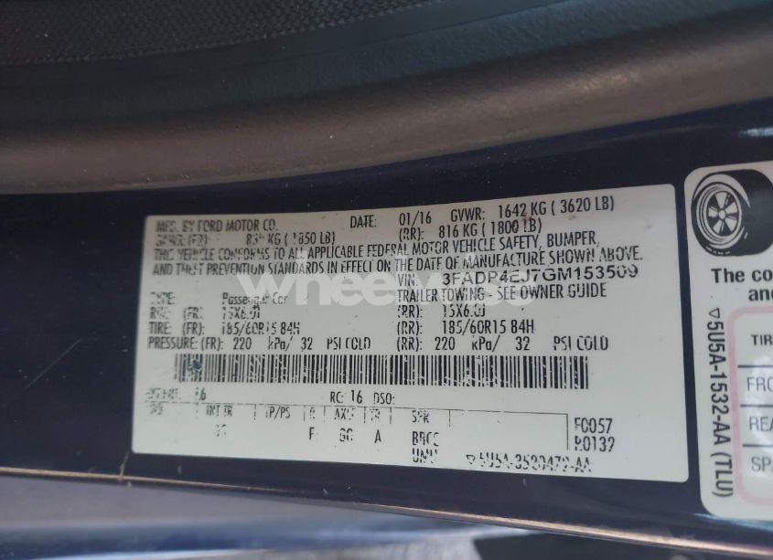 Photo 9 of 2016 Ford Fiesta SE (VIN 3FADP4EJ7GM153509)