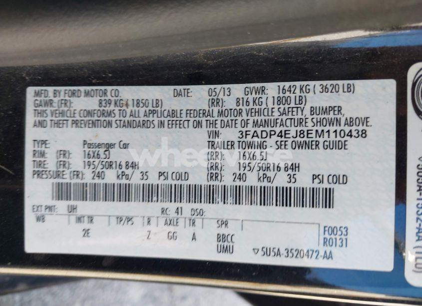 Photo 9 of 2014 Ford Fiesta SE (VIN 3FADP4EJ8EM110438)