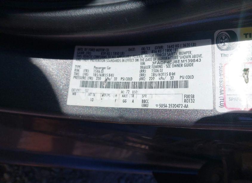 Photo 9 of 2014 Ford Fiesta SE (VIN 3FADP4EJ8EM139843)