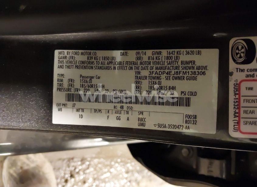 Photo 9 of 2015 Ford Fiesta SE (VIN 3FADP4EJ8FM138306)