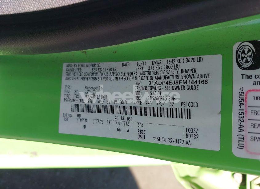 Photo 9 of 2015 Ford Fiesta SE (VIN 3FADP4EJ8FM144168)