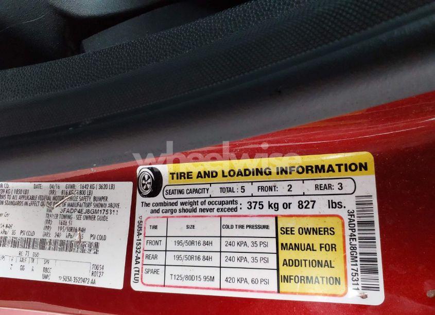 Photo 9 of 2016 Ford Fiesta SE (VIN 3FADP4EJ8GM175311)