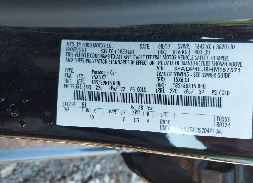 Photo 9 of 2017 Ford Fiesta SE (VIN 3FADP4EJ8HM157571)