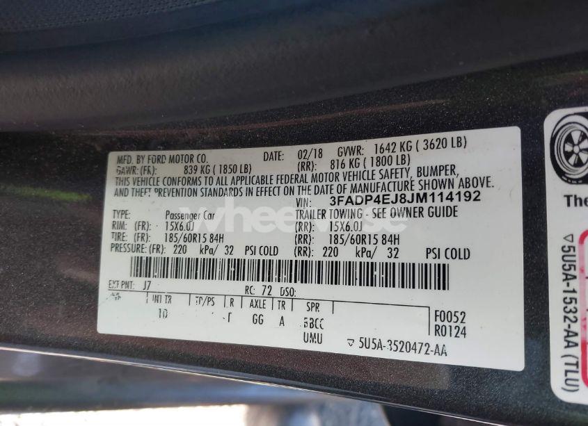 Photo 9 of 2018 Ford Fiesta SE (VIN 3FADP4EJ8JM114192)