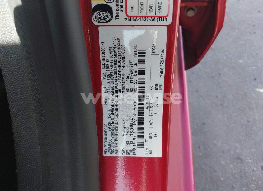 Photo 9 of 2012 Ford Fiesta SE (VIN 3FADP4EJ9CM140948)