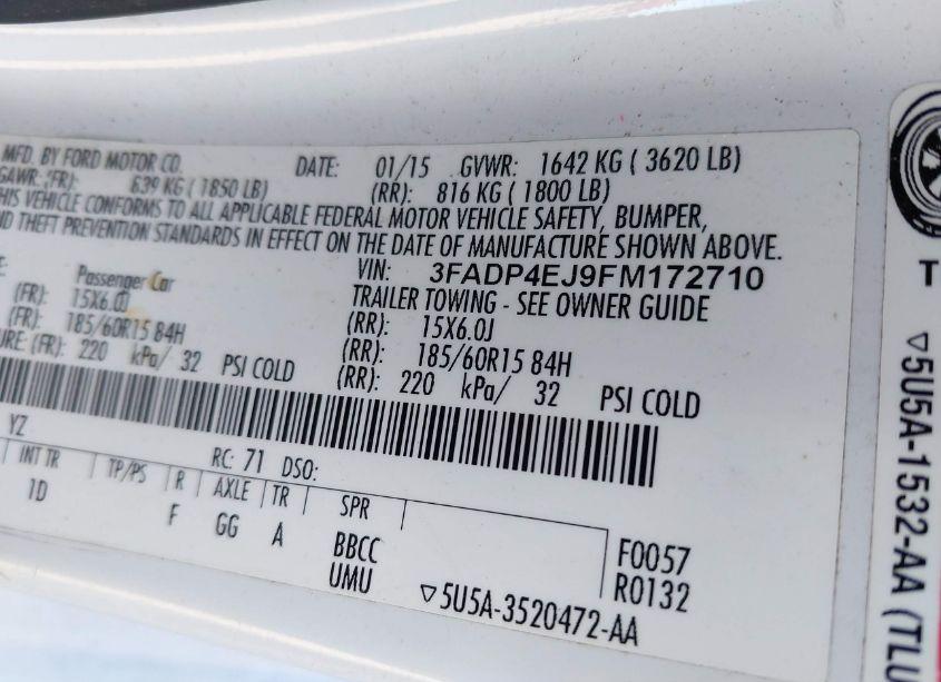 Photo 9 of 2015 Ford Fiesta SE (VIN 3FADP4EJ9FM172710)