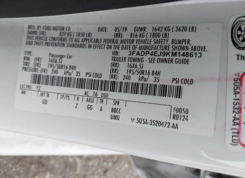 Photo 9 of 2019 Ford Fiesta SE (VIN 3FADP4EJ9KM148613)