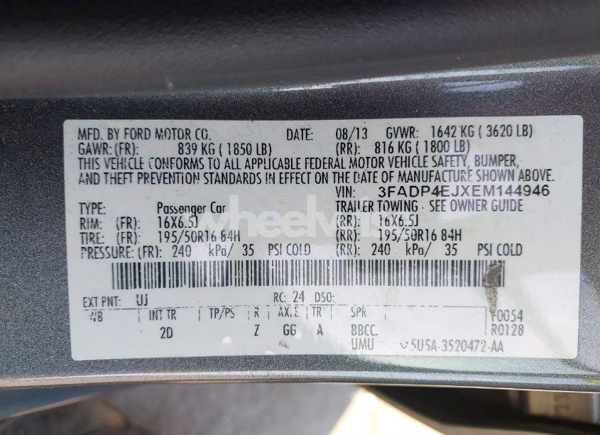 Photo 9 of 2014 Ford Fiesta SE (VIN 3FADP4EJXEM144946)