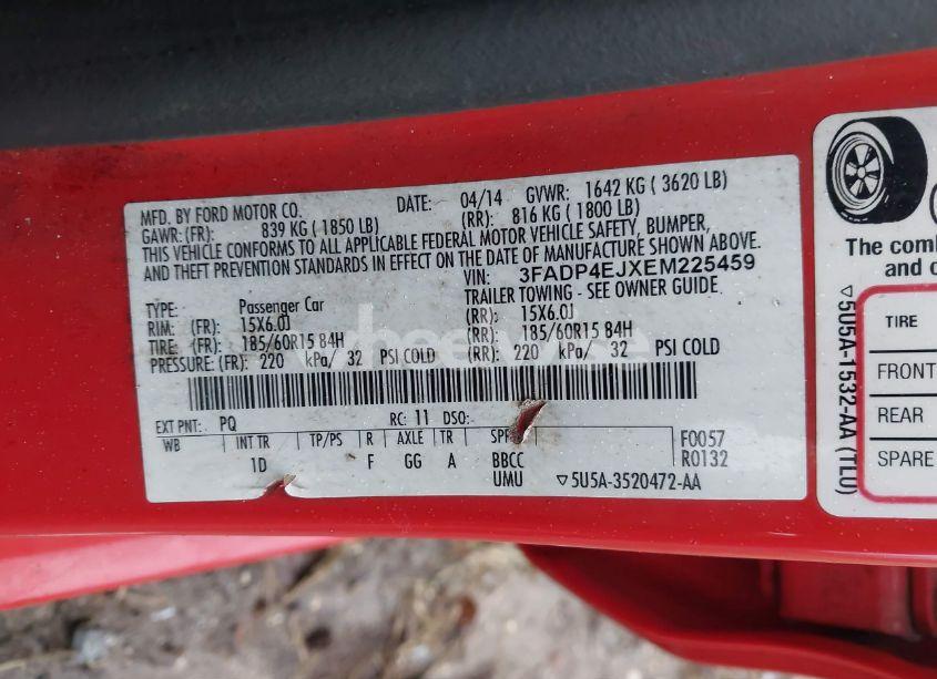 Photo 9 of 2014 Ford Fiesta SE (VIN 3FADP4EJXEM225459)