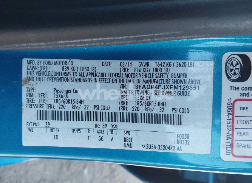 Photo 9 of 2015 Ford Fiesta SE (VIN 3FADP4EJXFM129851)