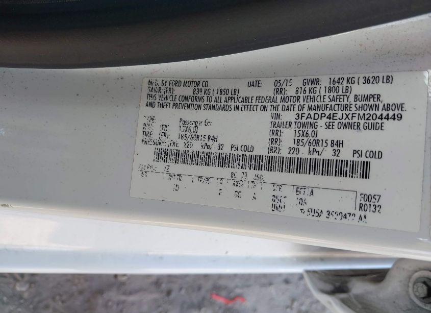 Photo 9 of 2015 Ford Fiesta SE (VIN 3FADP4EJXFM204449)