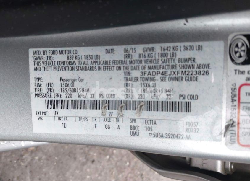 Photo 9 of 2015 Ford Fiesta SE (VIN 3FADP4EJXFM223826)