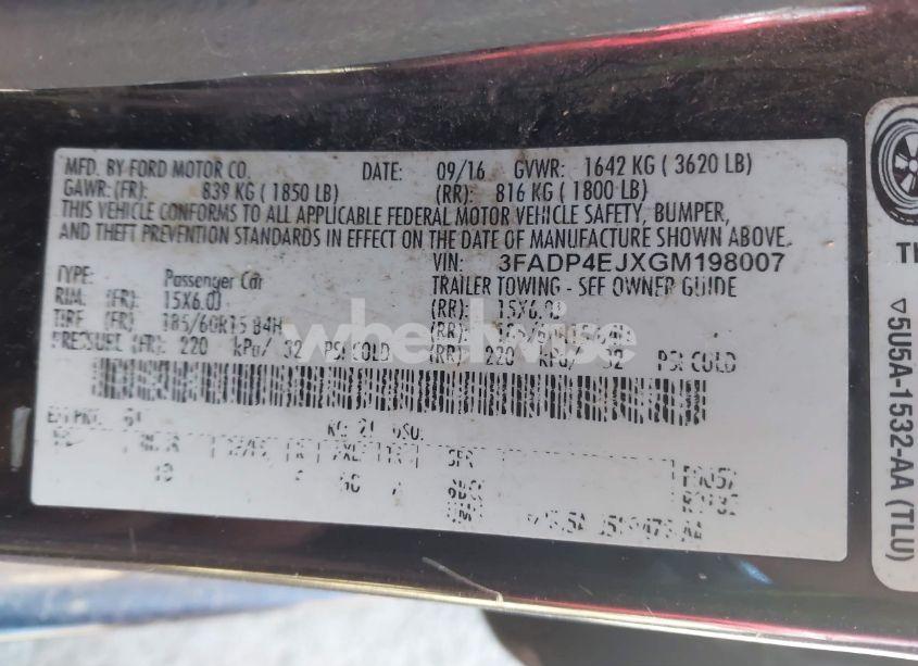 Photo 9 of 2016 Ford Fiesta SE (VIN 3FADP4EJXGM198007)