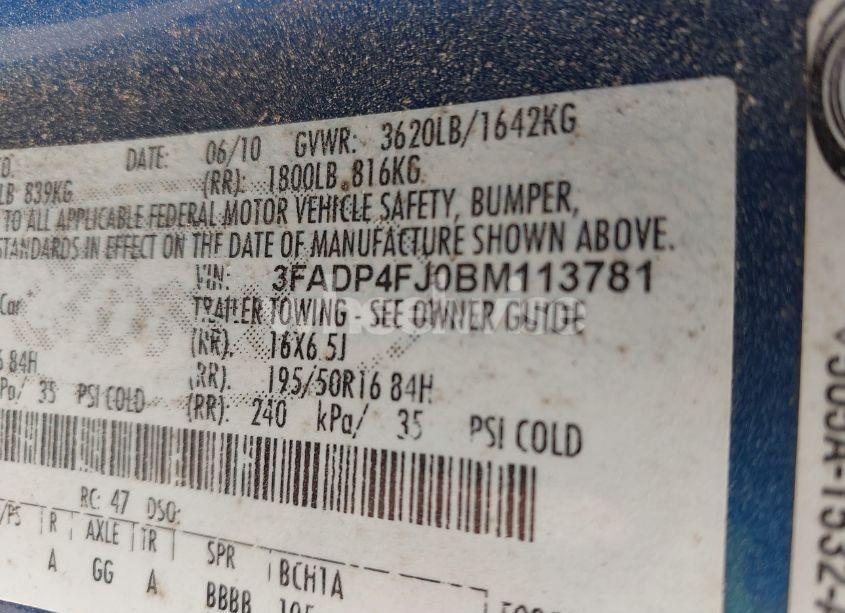 Photo 9 of 2011 Ford Fiesta SES (VIN 3FADP4FJ0BM113781)