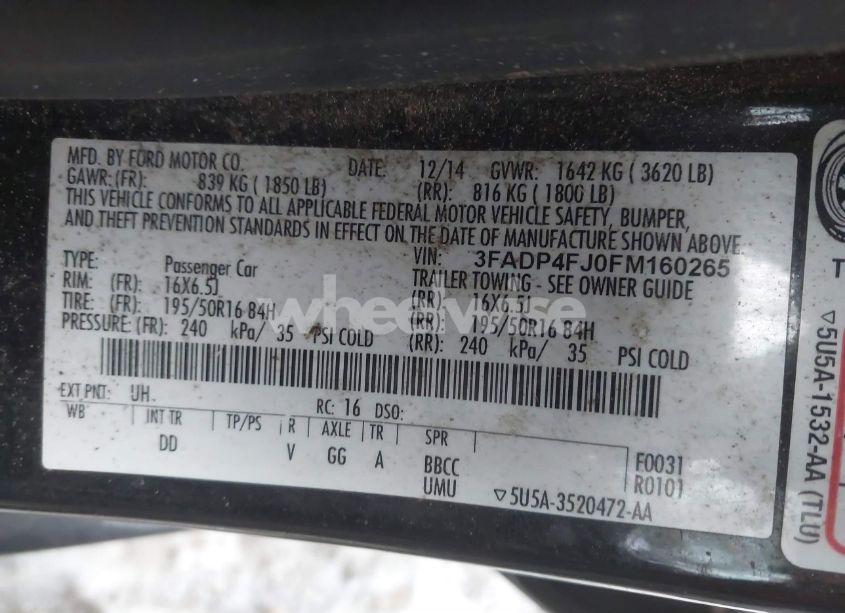 Photo 9 of 2015 Ford Fiesta TITANIUM (VIN 3FADP4FJ0FM160265)