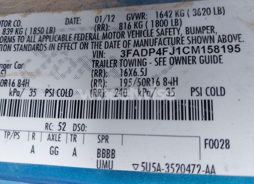 Photo 9 of 2012 Ford Fiesta SES (VIN 3FADP4FJ1CM158195)