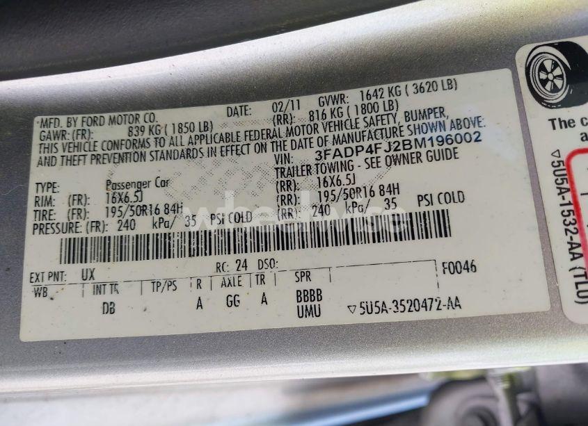 Photo 9 of 2011 Ford Fiesta SES (VIN 3FADP4FJ2BM196002)