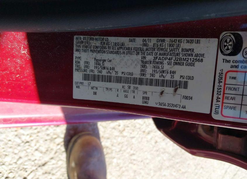 Photo 9 of 2011 Ford Fiesta SES (VIN 3FADP4FJ2BM212568)