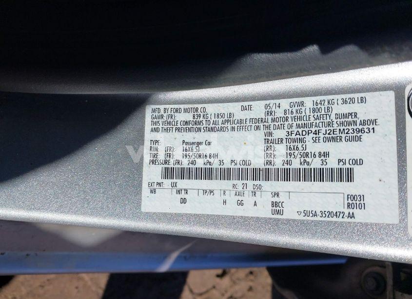 Photo 9 of 2014 Ford Fiesta TITANIUM (VIN 3FADP4FJ2EM239631)