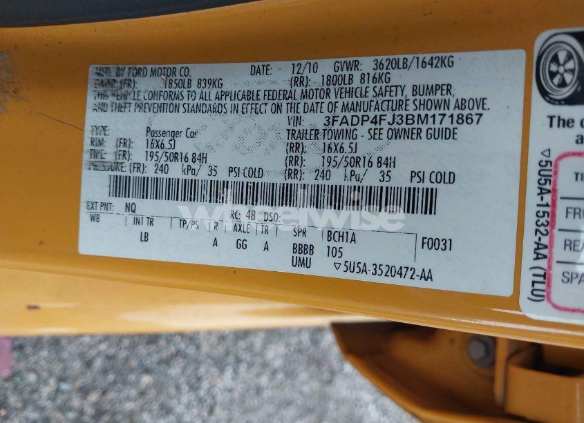 Photo 9 of 2011 Ford Fiesta SES (VIN 3FADP4FJ3BM171867)