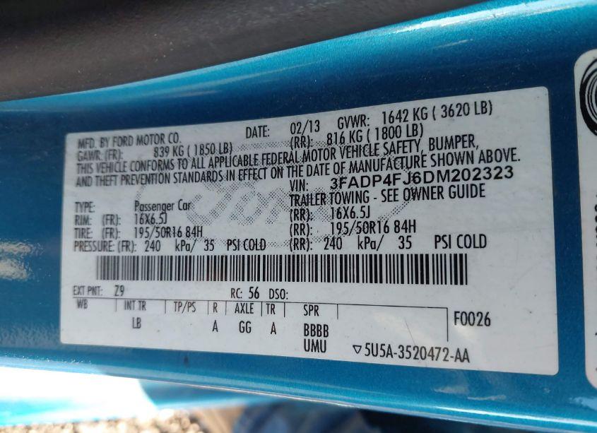 Photo 9 of 2013 Ford Fiesta TITANIUM (VIN 3FADP4FJ6DM202323)