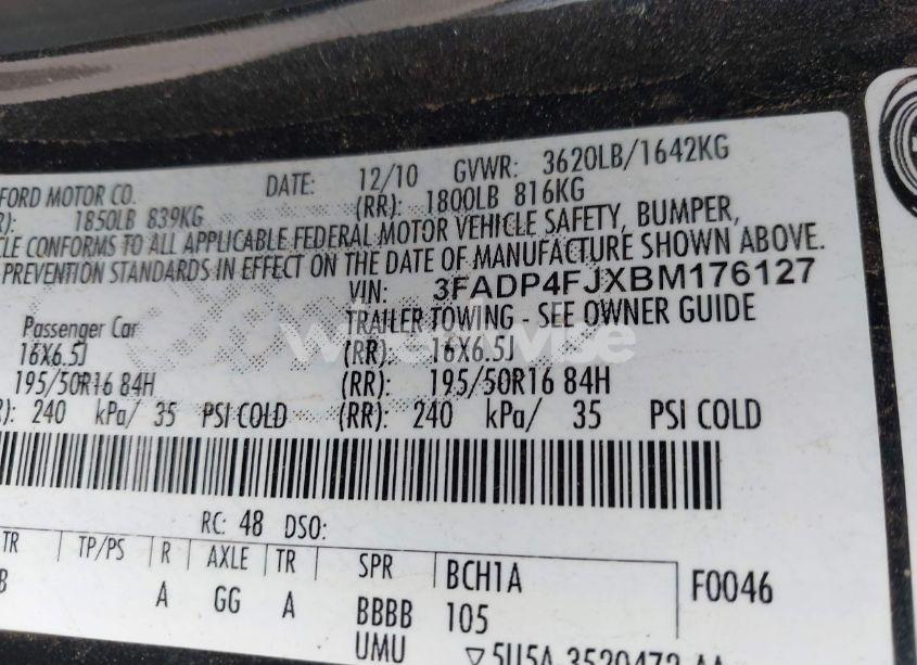 Photo 9 of 2011 Ford Fiesta SES (VIN 3FADP4FJXBM176127)