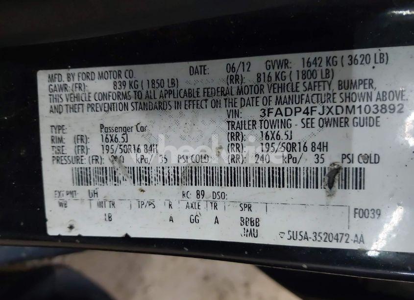 Photo 9 of 2013 Ford Fiesta TITANIUM (VIN 3FADP4FJXDM103892)