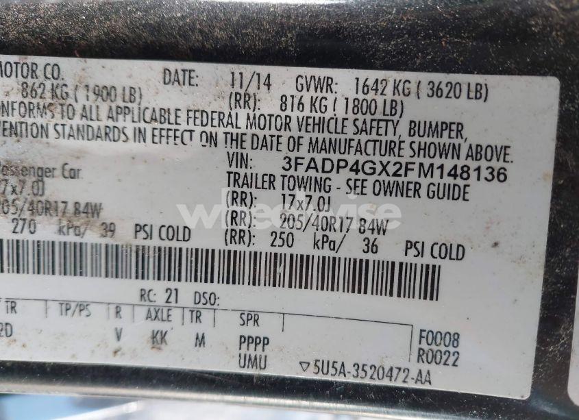 Photo 9 of 2015 Ford Fiesta ST (VIN 3FADP4GX2FM148136)