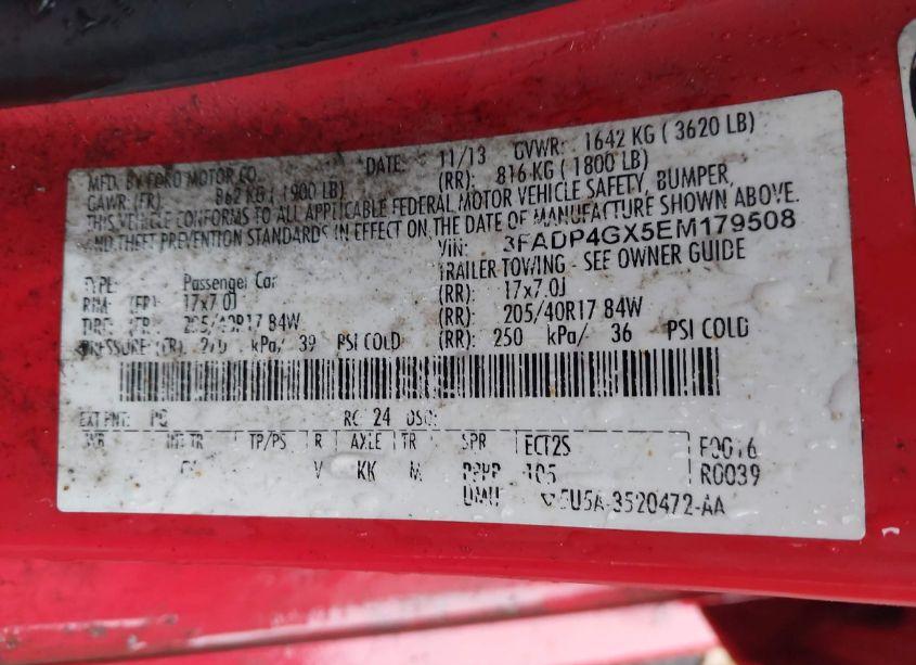 Photo 9 of 2014 Ford Fiesta ST (VIN 3FADP4GX5EM179508)