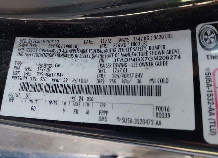 Photo 8 of 2016 Ford Fiesta ST (VIN 3FADP4GX7GM206274)