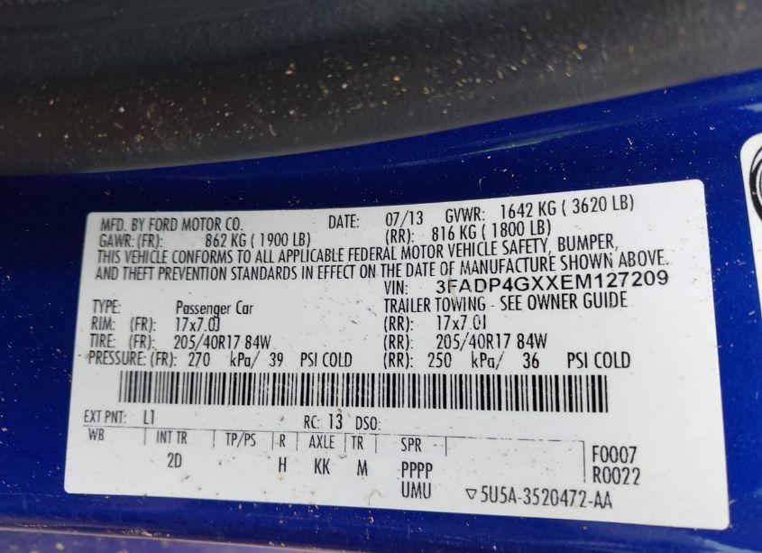 Photo 9 of 2014 Ford Fiesta ST (VIN 3FADP4GXXEM127209)