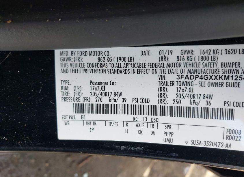 Photo 9 of 2019 Ford Fiesta ST (VIN 3FADP4GXXKM125486)