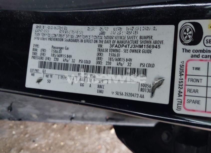 Photo 9 of 2017 Ford Fiesta S (VIN 3FADP4TJ3HM156945)