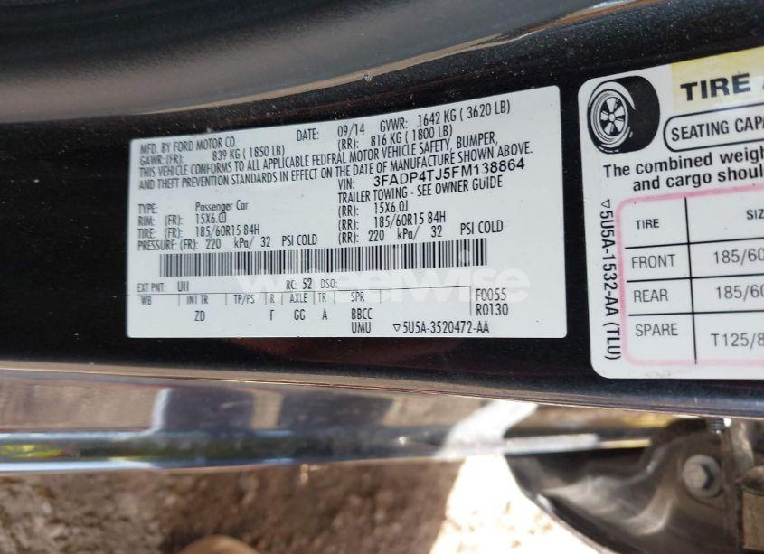 Photo 9 of 2015 Ford Fiesta S (VIN 3FADP4TJ5FM138864)