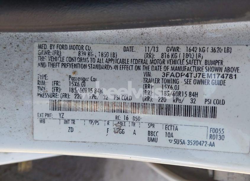 Photo 9 of 2014 Ford Fiesta S (VIN 3FADP4TJ7EM174781)