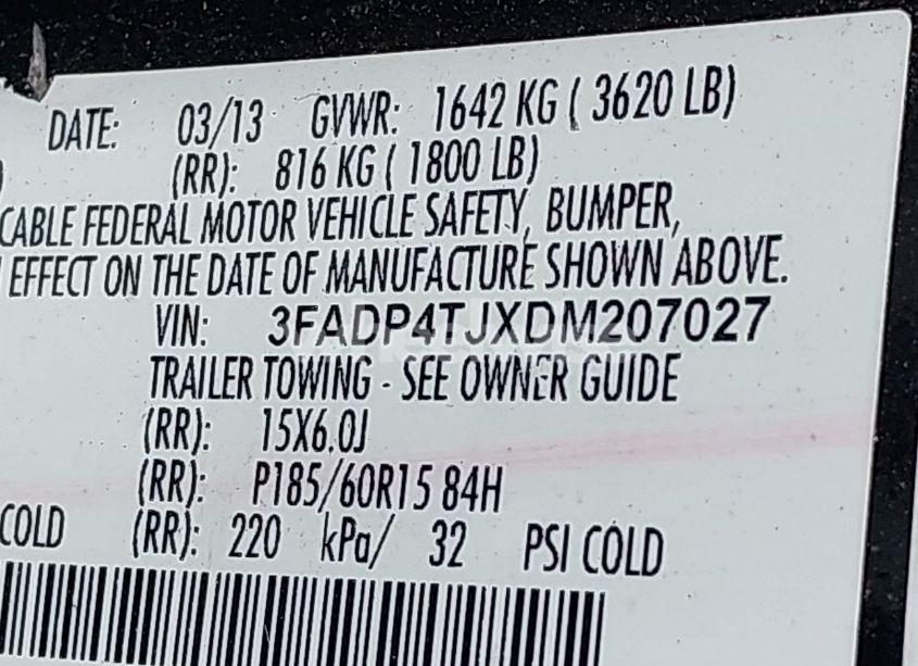 Photo 9 of 2013 Ford Fiesta S (VIN 3FADP4TJXDM207027)