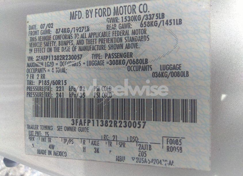 Photo 9 of 2002 Ford Escort ZX2 (VIN 3FAFP11382R230057)