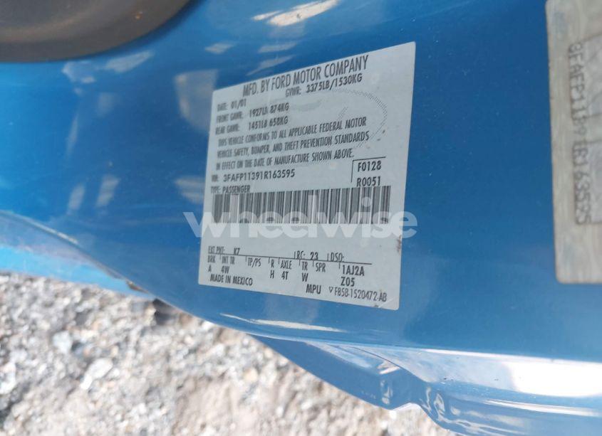 Photo 9 of 2001 Ford Escort ZX2 (VIN 3FAFP11391R163595)