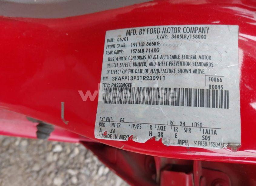 Photo 9 of 2001 Ford Escort N/A (VIN 3FAFP13P01R230911)