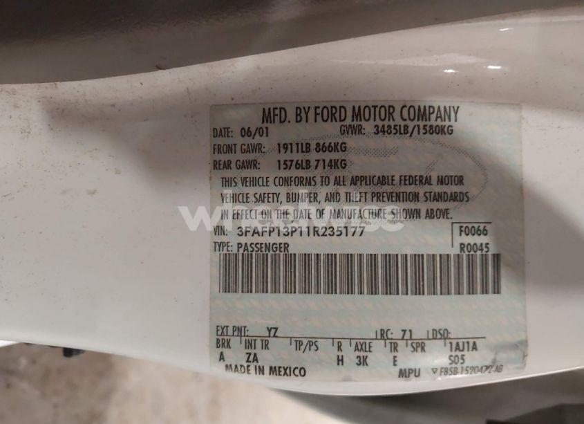 Photo 9 of 2001 Ford Escort N/A (VIN 3FAFP13P11R235177)