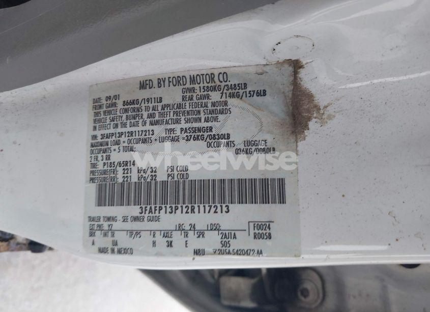 Photo 9 of 2002 Ford Escort FLEET (VIN 3FAFP13P12R117213)