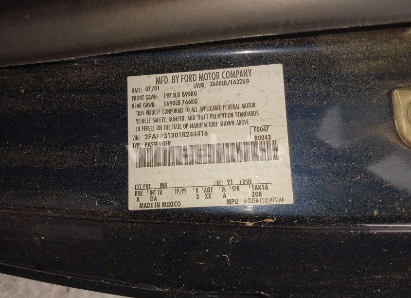 Photo 9 of 2001 Ford Focus ZX3 (VIN 3FAFP31301R244416)