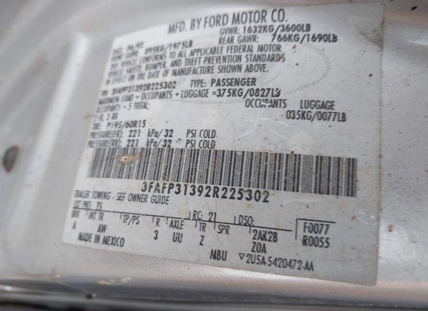 Photo 9 of 2002 Ford Focus ZX3 (VIN 3FAFP31392R225302)