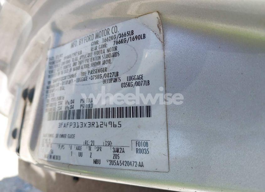 Photo 9 of 2003 Ford Focus ZX3 (VIN 3FAFP313X3R124965)