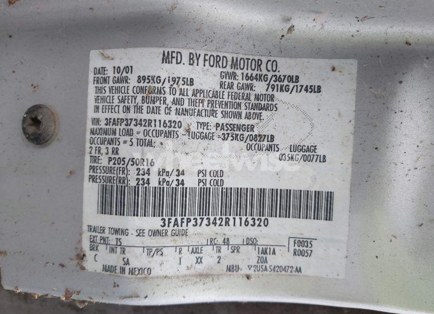 Photo 9 of 2002 Ford Focus ZX5 (VIN 3FAFP37342R116320)
